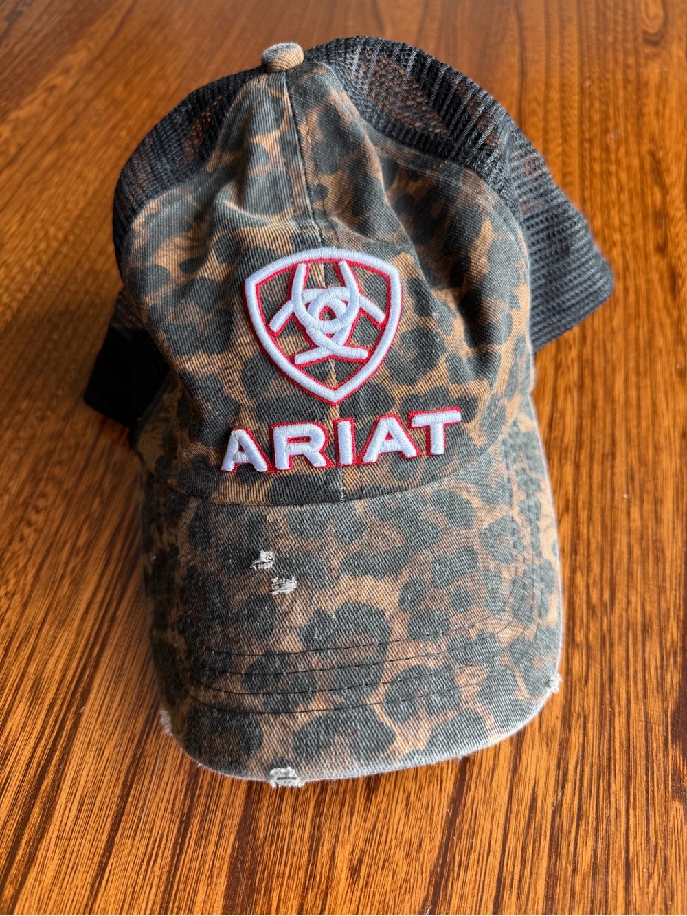 Ariat Brown and Black leopard print Logo Trucker Hat
